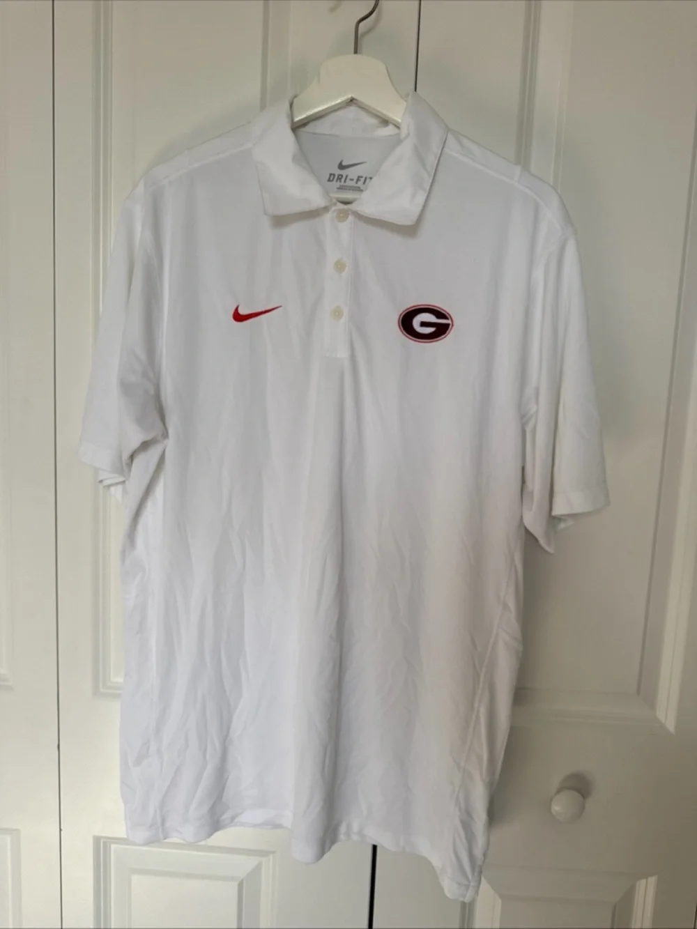 Nike Georgia Bulldogs UGA Coaches Sideline Polo Shirt White Mens M